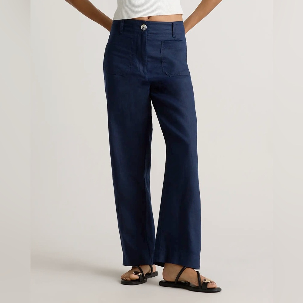 Quince 100% European Linen Wide Leg Pants in Navy